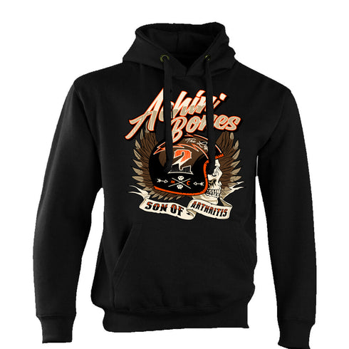 Biker Hoody Hoodie Vintage Motorcycle Classic Bike Custom Chopper Achin Bones
